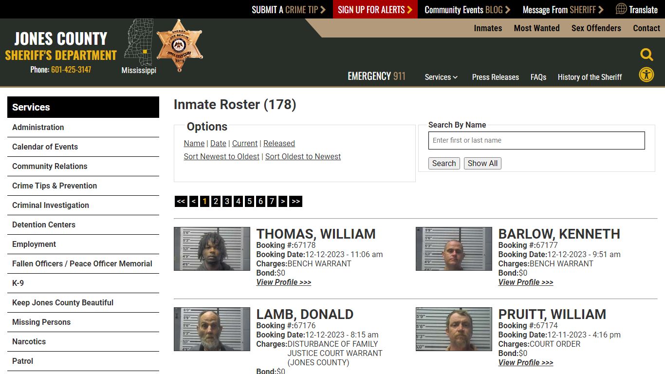 Inmate Roster - Current Inmates Booking Date Descending - Jones County ...
