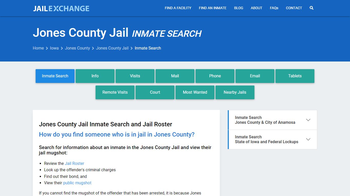 Inmate Search: Roster & Mugshots - Jones County Jail, IA